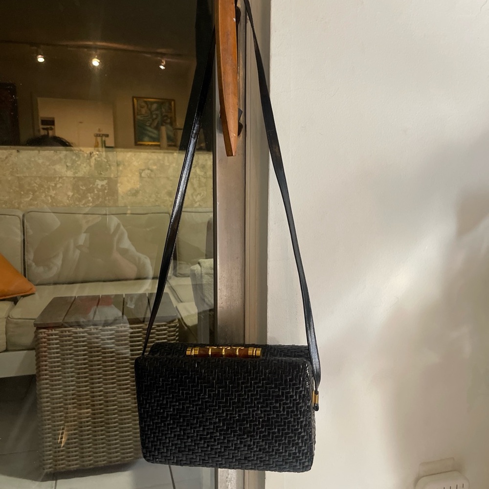Rodo Italy Black Woven Crossbody Bag